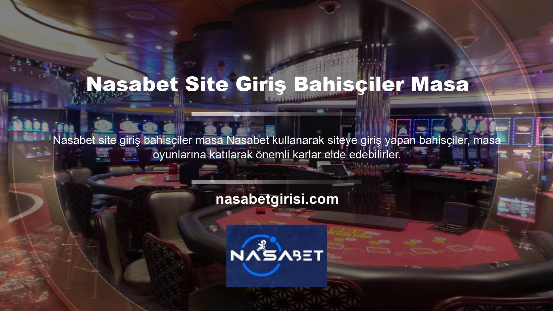 Nasabet web sitesi, masa oyunlarına katılan kullanıcıları için özel bonuslar sağlar
